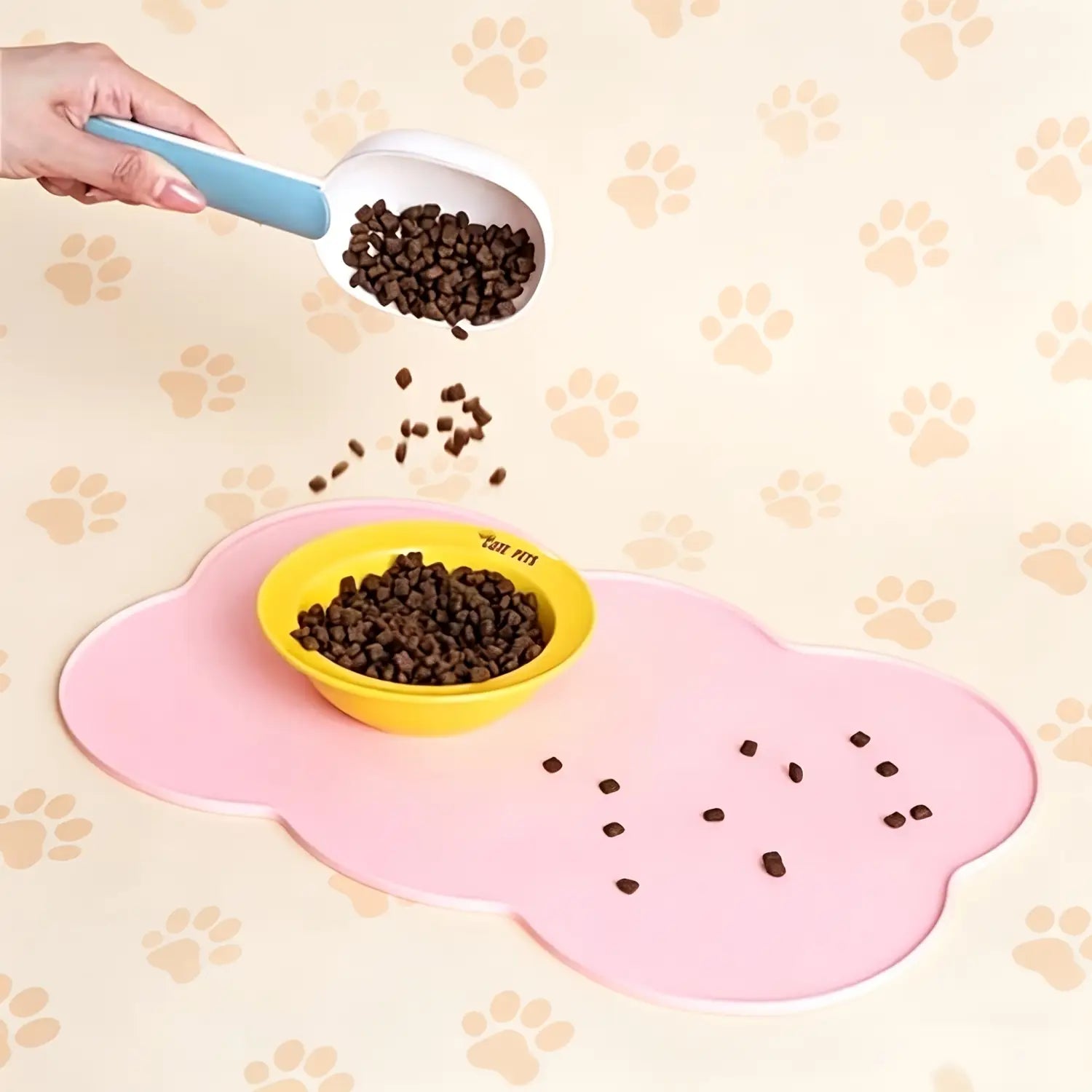 Pet Feeding Mat For Dogs & Cats Thin Silicone Waterproof Cat Food Mat Cat Bowl Mat With Raised Edge Cat Placemat