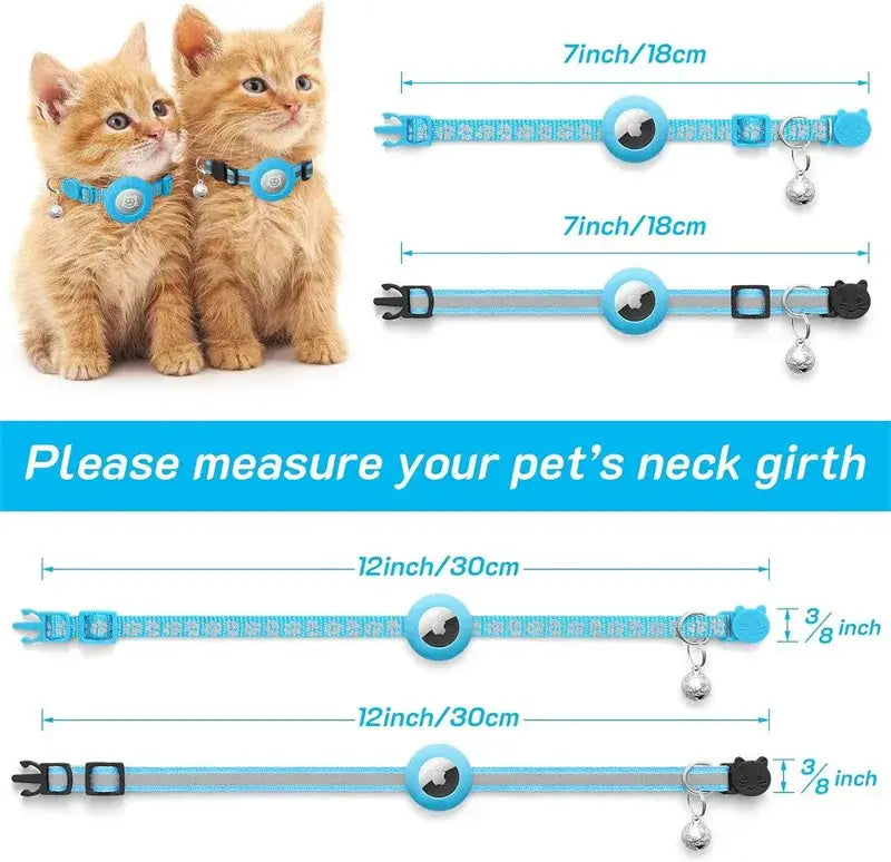 Cat Collar with AirTag Holder and Reflective Safety Buckle