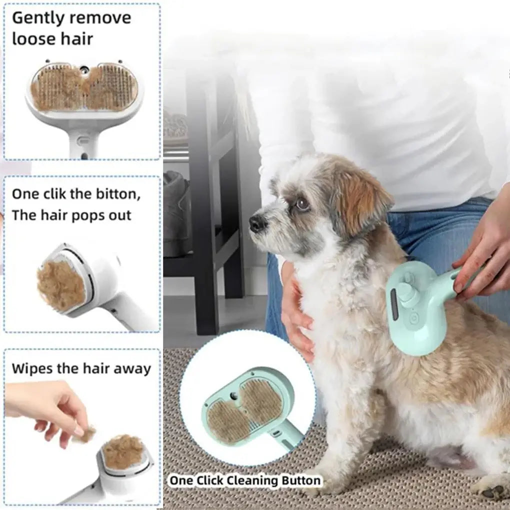 Steam Pet Grooming Brush for Silky, Shed-Free Coats