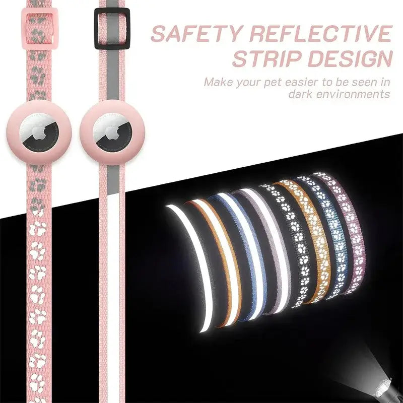 Cat Collar with AirTag Holder and Reflective Safety Buckle
