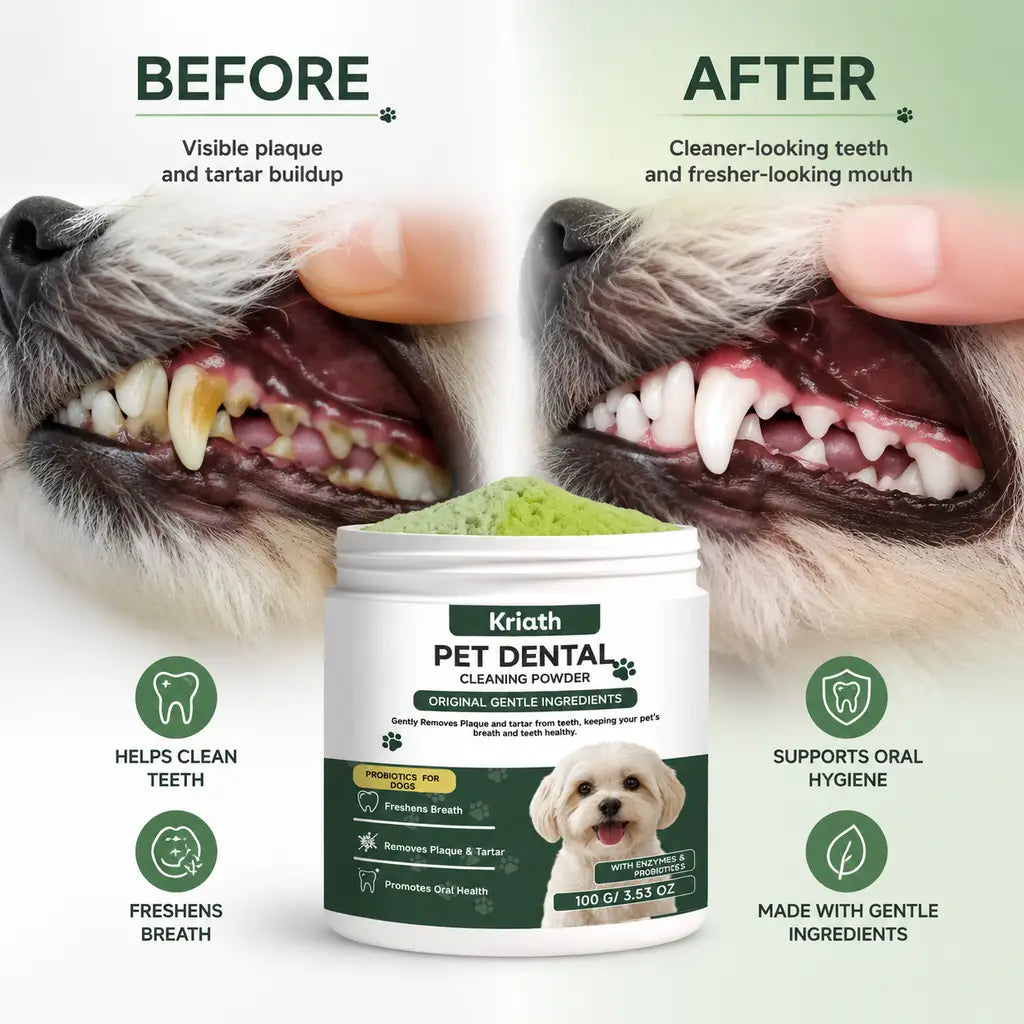 Natural Pet Dental Powder Cat Dog Breath Freshener Oral Health Care Clean Teeth Plaque Defense Enzyme Formula Pet