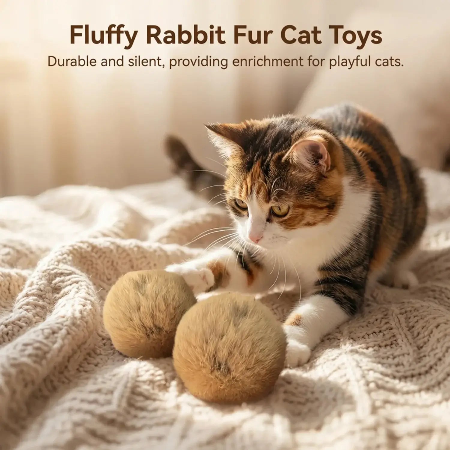 Durable Rabbit Fur Cat Toy for Instinctive Hunting Play
