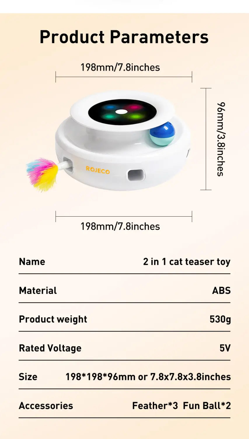 Rojeco Interactive Cat Toy with Five Active Play Modes