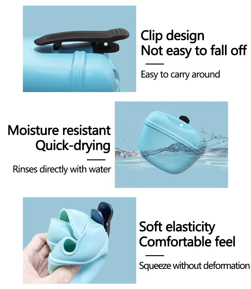 Pet Feeding Bag Outdoor Training Dog Food Pocket Portable Silicone Pet Snack Pouch Outdoor Walking Dog Hanging Style
