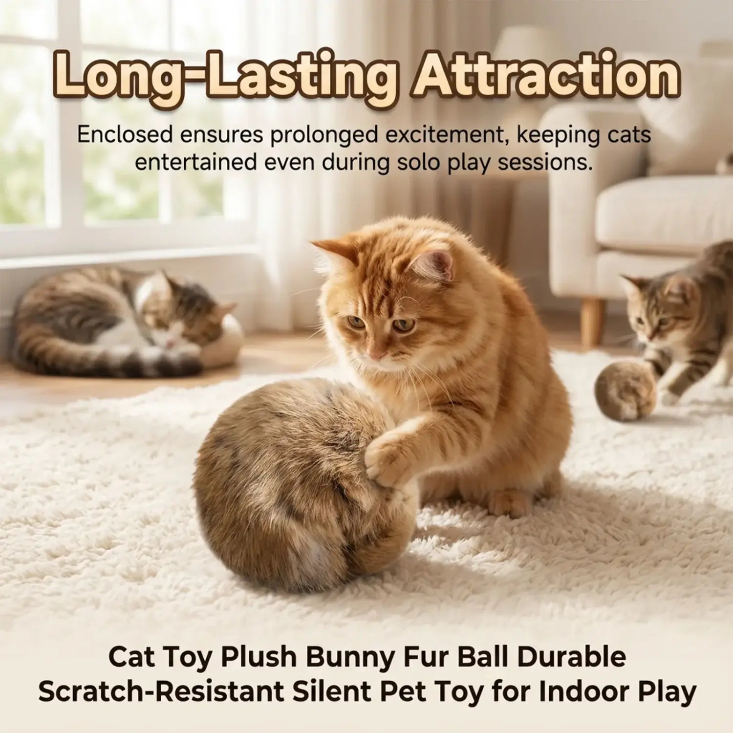 Durable Rabbit Fur Cat Toy for Instinctive Hunting Play
