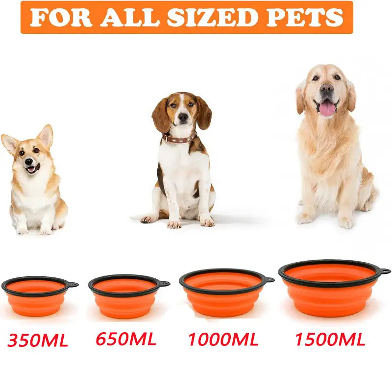 Portable silicone pet bowl for hydration on demand