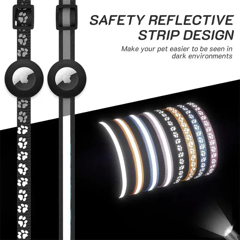 Cat Collar with AirTag Holder and Reflective Safety Buckle