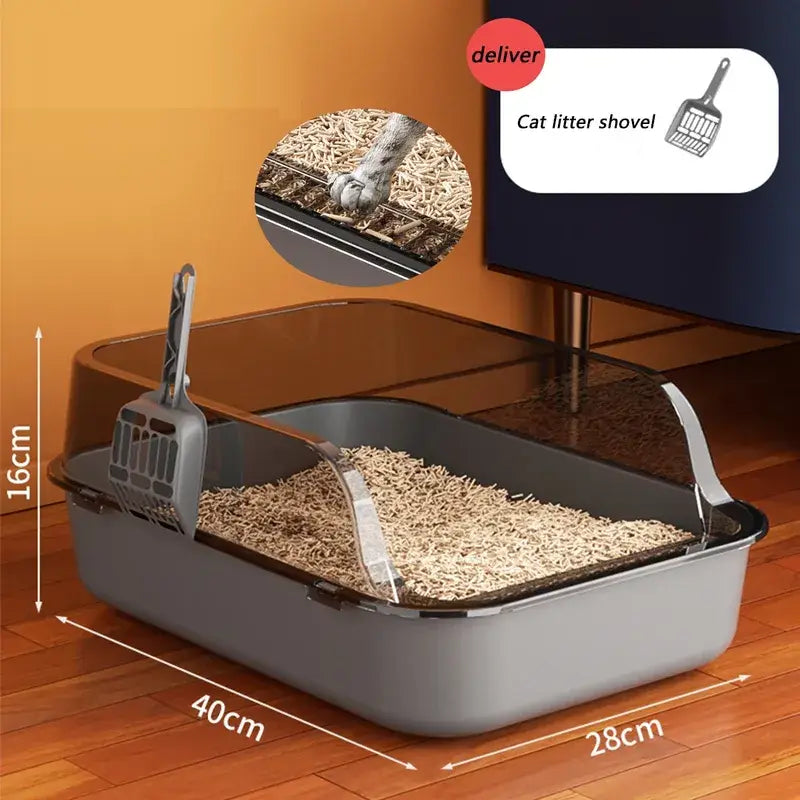 Cat Litter Box with Splash Guard for Easy Cleaning