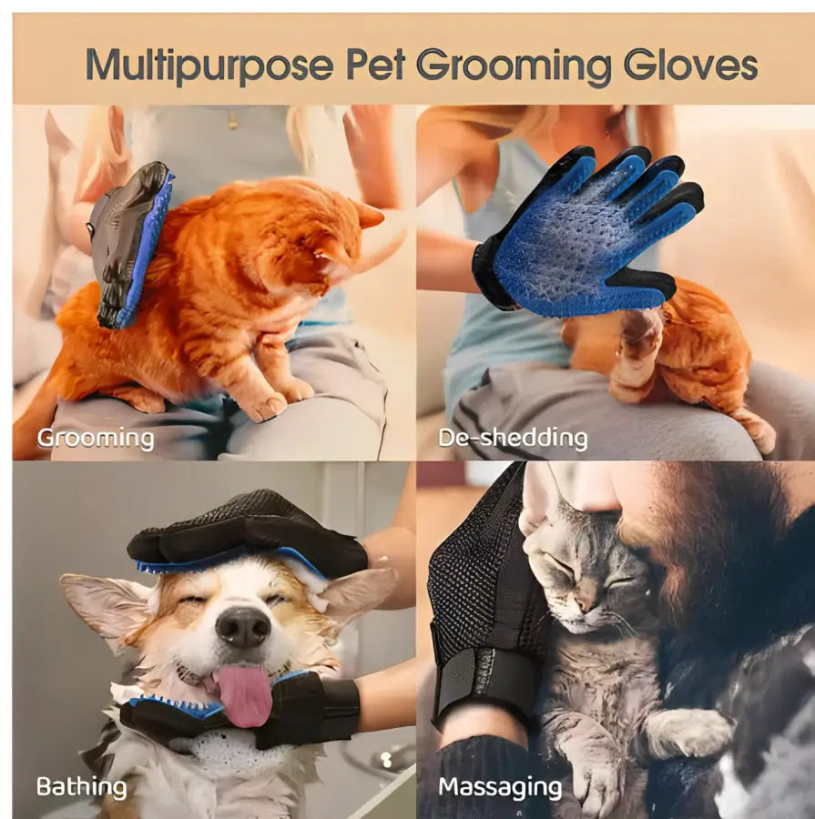 Pet Grooming Glove for Shedding Control and Massage