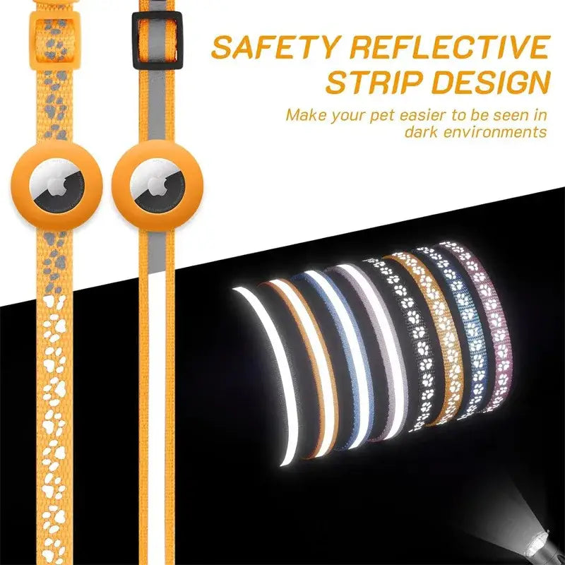 Cat Collar with AirTag Holder and Reflective Safety Buckle