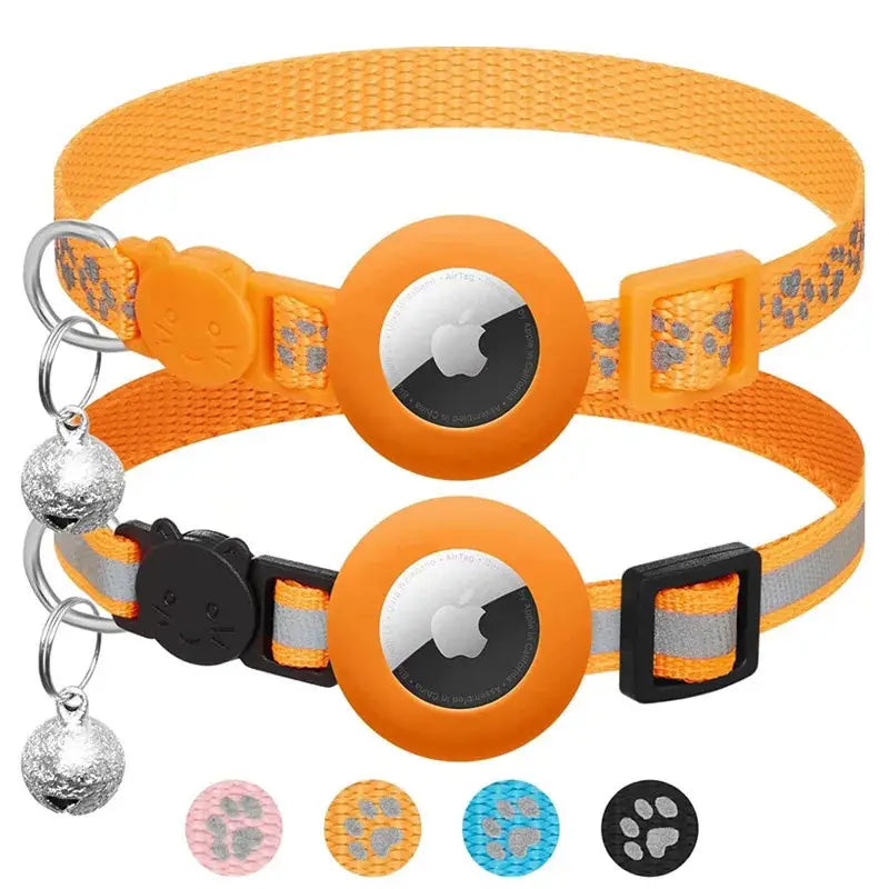 Cat Collar with AirTag Holder and Reflective Safety Buckle
