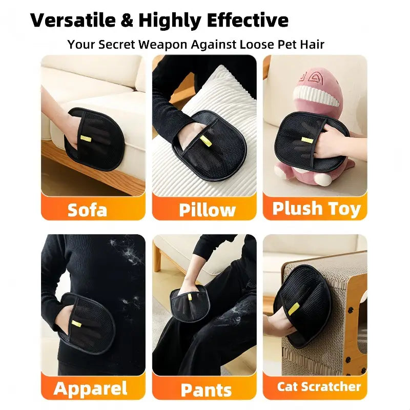 Pet Grooming Gloves for Instant Hair and Fur Removal