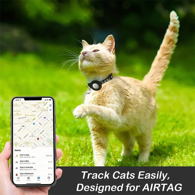 Cat Collar with AirTag Holder and Reflective Safety Buckle