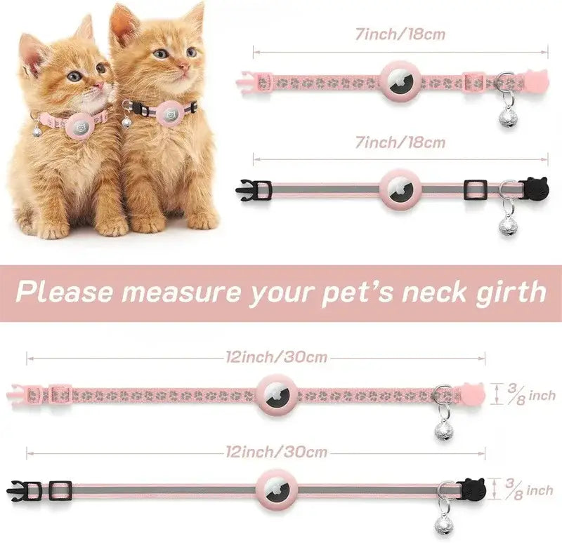 Cat Collar with AirTag Holder and Reflective Safety Buckle