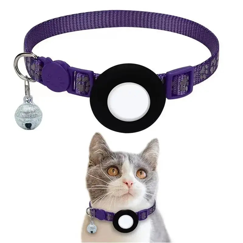 Cat Collar with AirTag Holder and Reflective Safety Buckle