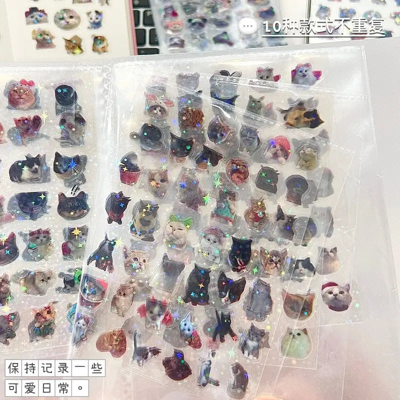 Sparkling Cat Stickers for Scrapbooking