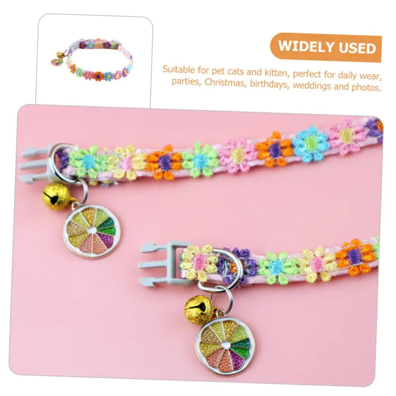 Pet Collar With Bell Cartoon Footprint Colorful Dog Puppy Kitten Collar Adjustable Safety Bell Ring Necklace Pet