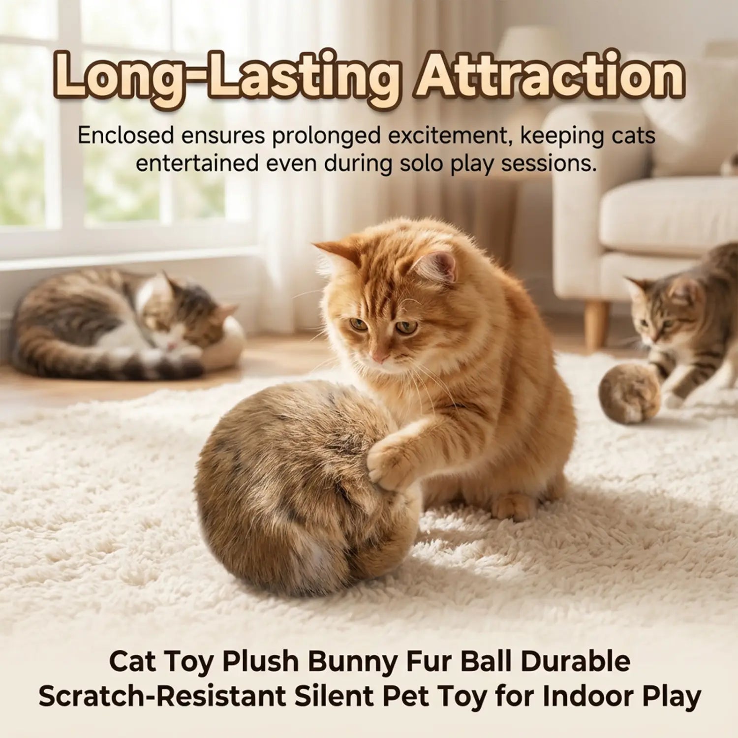 1/2/3/6pcs Rabbit Fur Ball Interactive Cat Toy Pet Product Containing Catnip Toy Ball Chasing Plush Toy Ball Cat