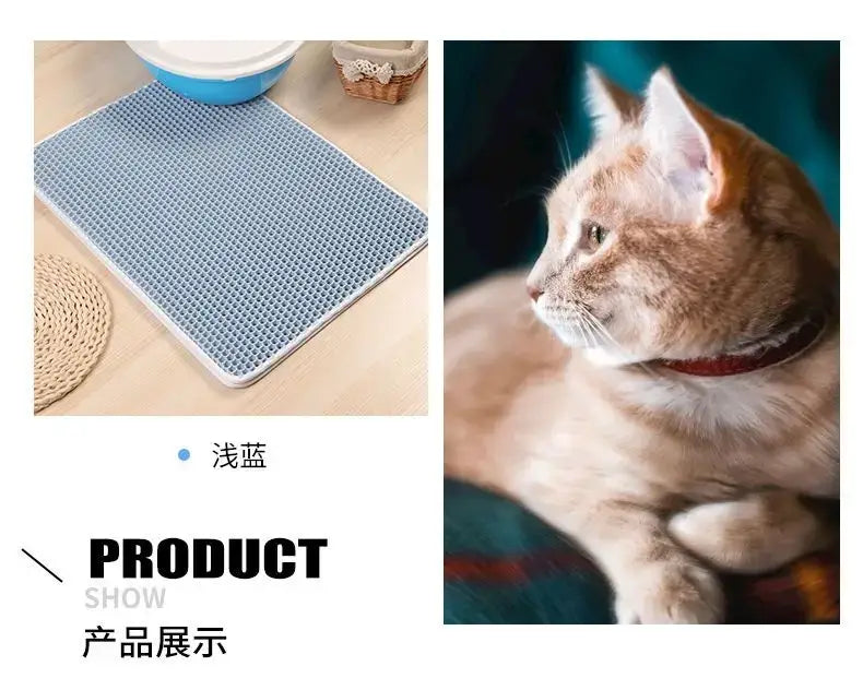 Cat Litter Mat With Gift Double Layer Waterproof Pet Litter Box Mat Non-slip Sand Cat Pad Washable Bed Mat Clean Pad