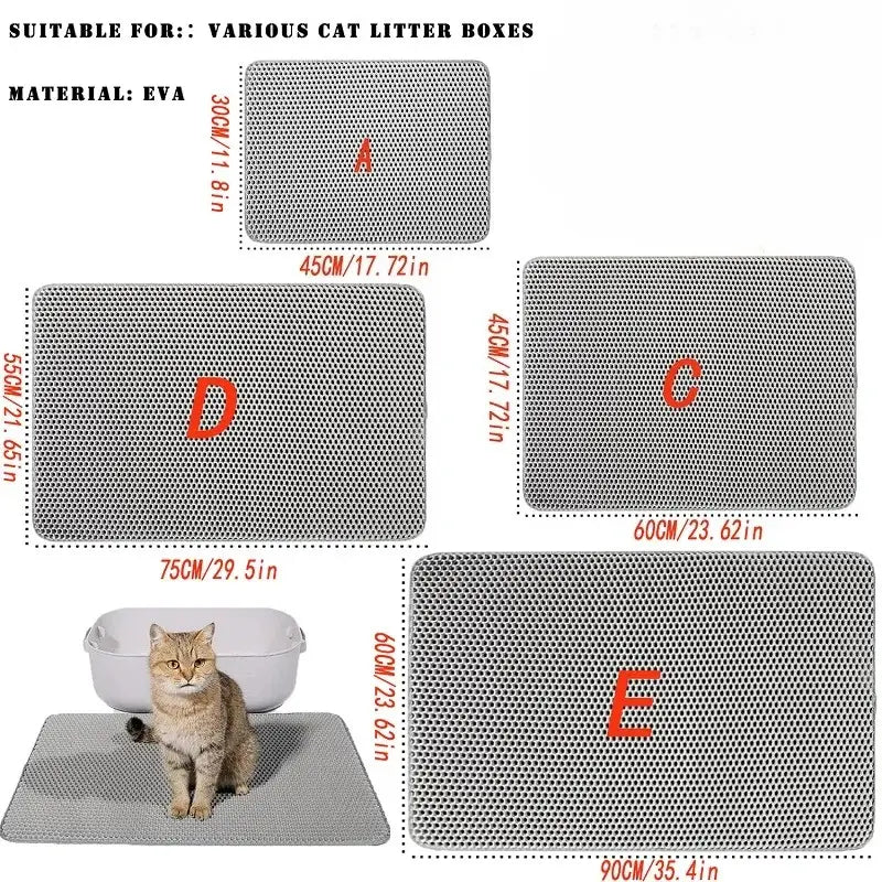 Large Size Cat Litter Mat Waterproof Pet Toilet Cat Litter Trapping Mat Non Slip Double Layer Cats Litter Box Pad Pet