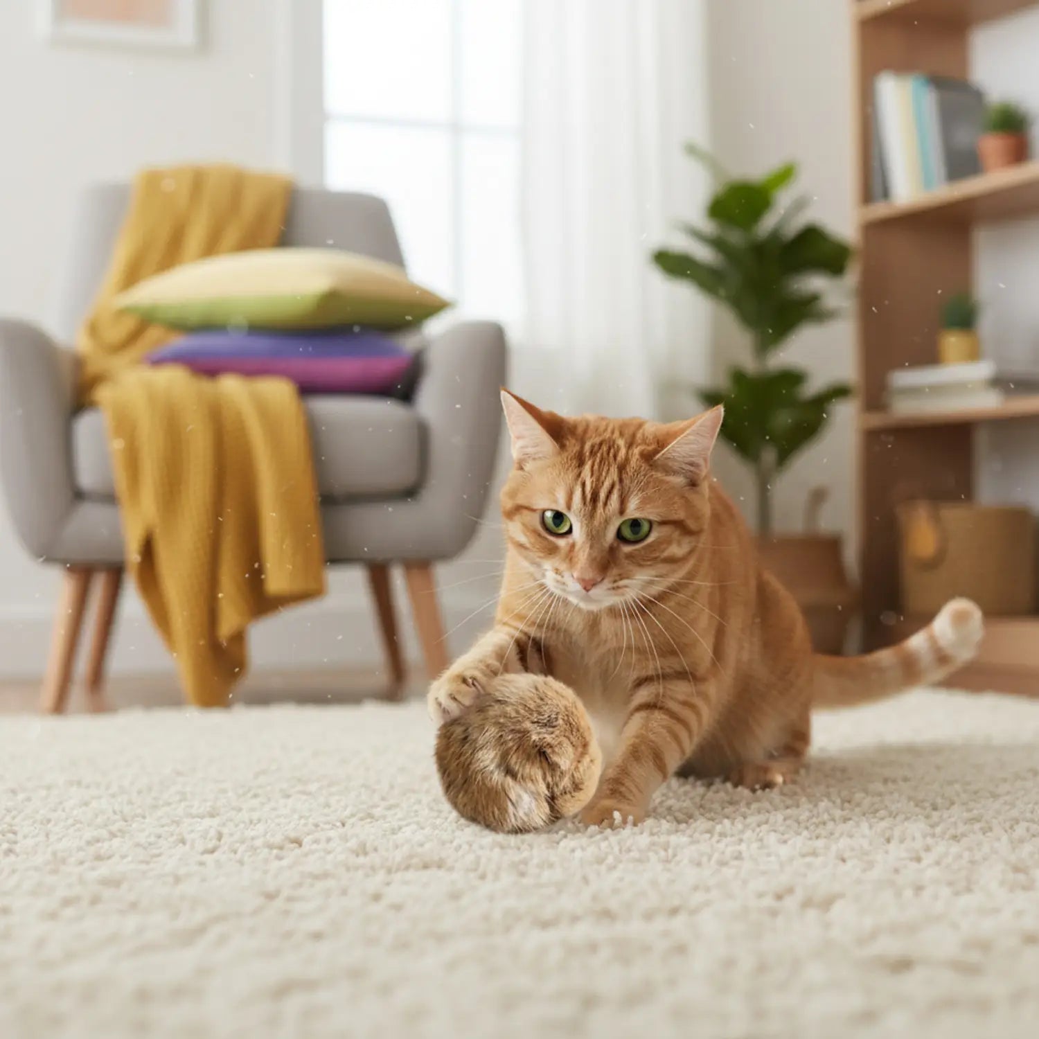 1/2/3/6pcs Rabbit Fur Ball Interactive Cat Toy Pet Product Containing Catnip Toy Ball Chasing Plush Toy Ball Cat