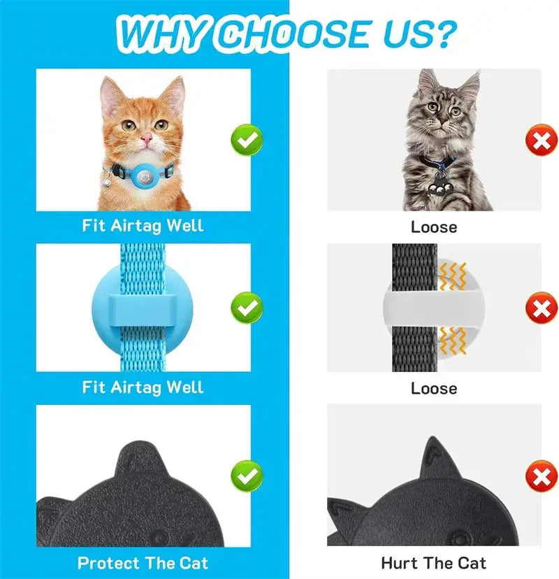 Cat Collar with AirTag Holder and Reflective Safety Buckle