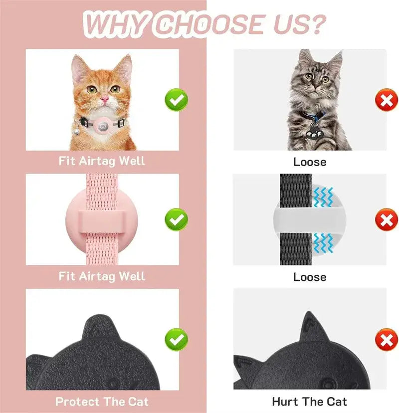Cat Collar with AirTag Holder and Reflective Safety Buckle