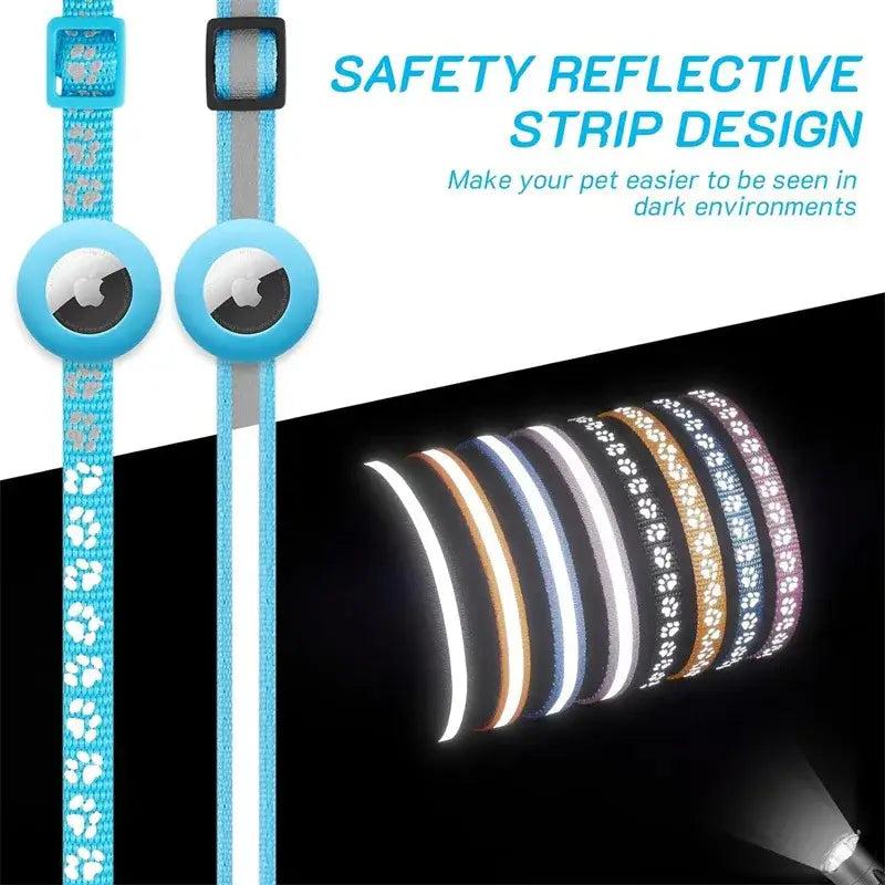 Cat Collar with AirTag Holder and Reflective Safety Buckle