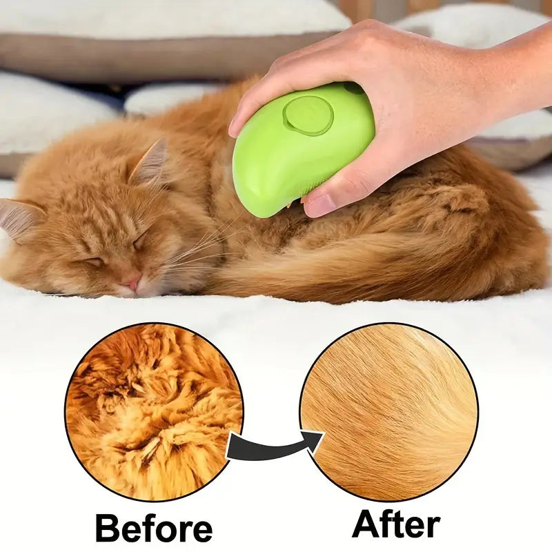Steam Grooming Brush for Silky Pet Coats and Massage