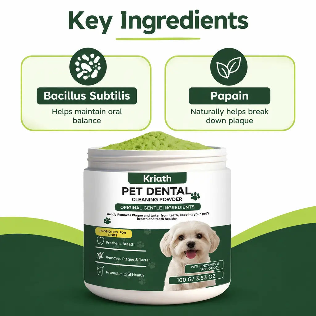Natural Pet Dental Powder Cat Dog Breath Freshener Oral Health Care Clean Teeth Plaque Defense Enzyme Formula Pet