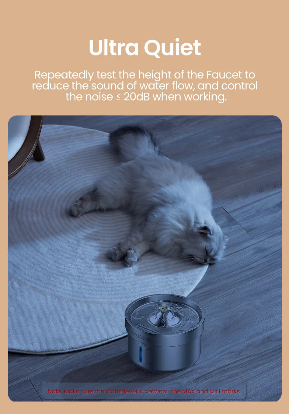 Rojeco Stainless Steel Pet Fountain for Clean Fresh Water