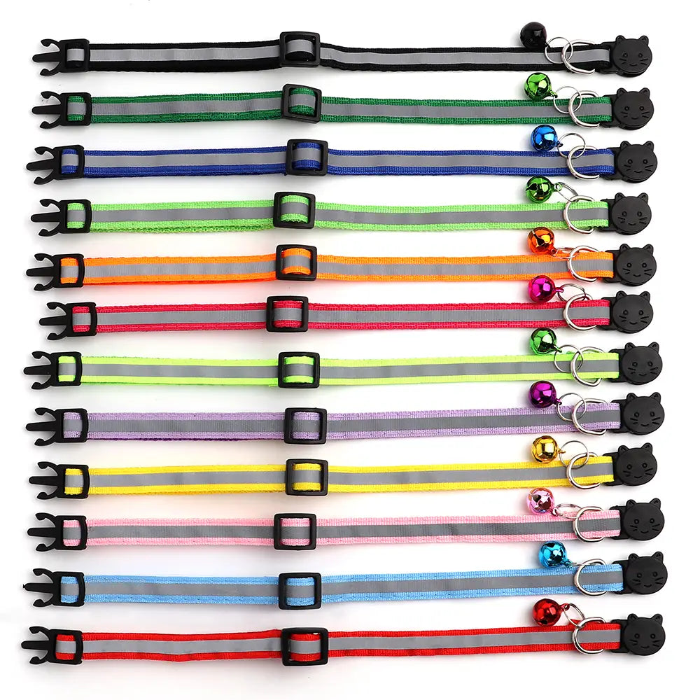 Reflective Cat Collar with Custom Engraved ID Tag