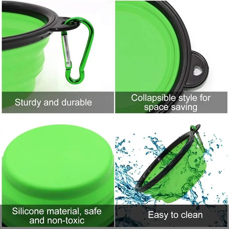 Portable silicone pet bowl for hydration on demand