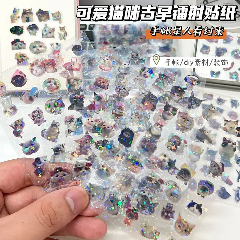 Sparkling Cat Stickers for Scrapbooking