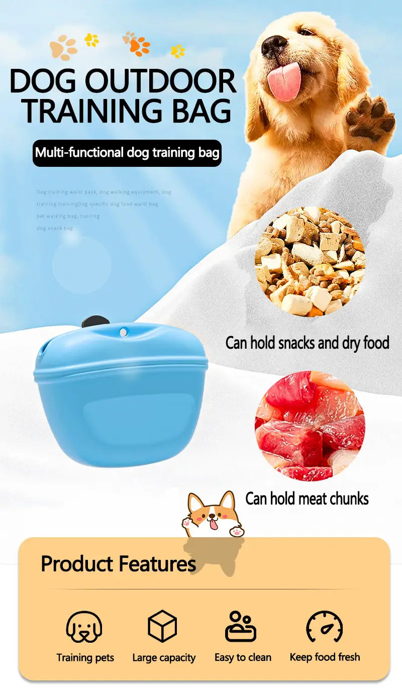 Pet Feeding Bag Outdoor Training Dog Food Pocket Portable Silicone Pet Snack Pouch Outdoor Walking Dog Hanging Style