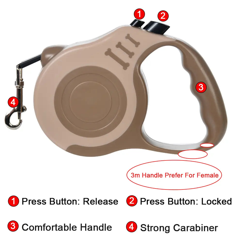 Retractable Dog Leash with Instant Safety Lock Control