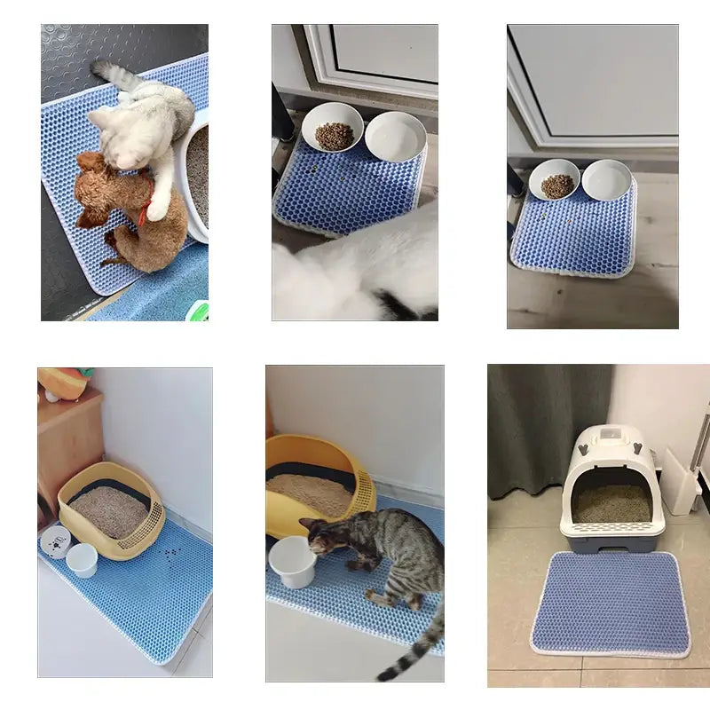 Cat Litter Mat With Gift Double Layer Waterproof Pet Litter Box Mat Non-slip Sand Cat Pad Washable Bed Mat Clean Pad