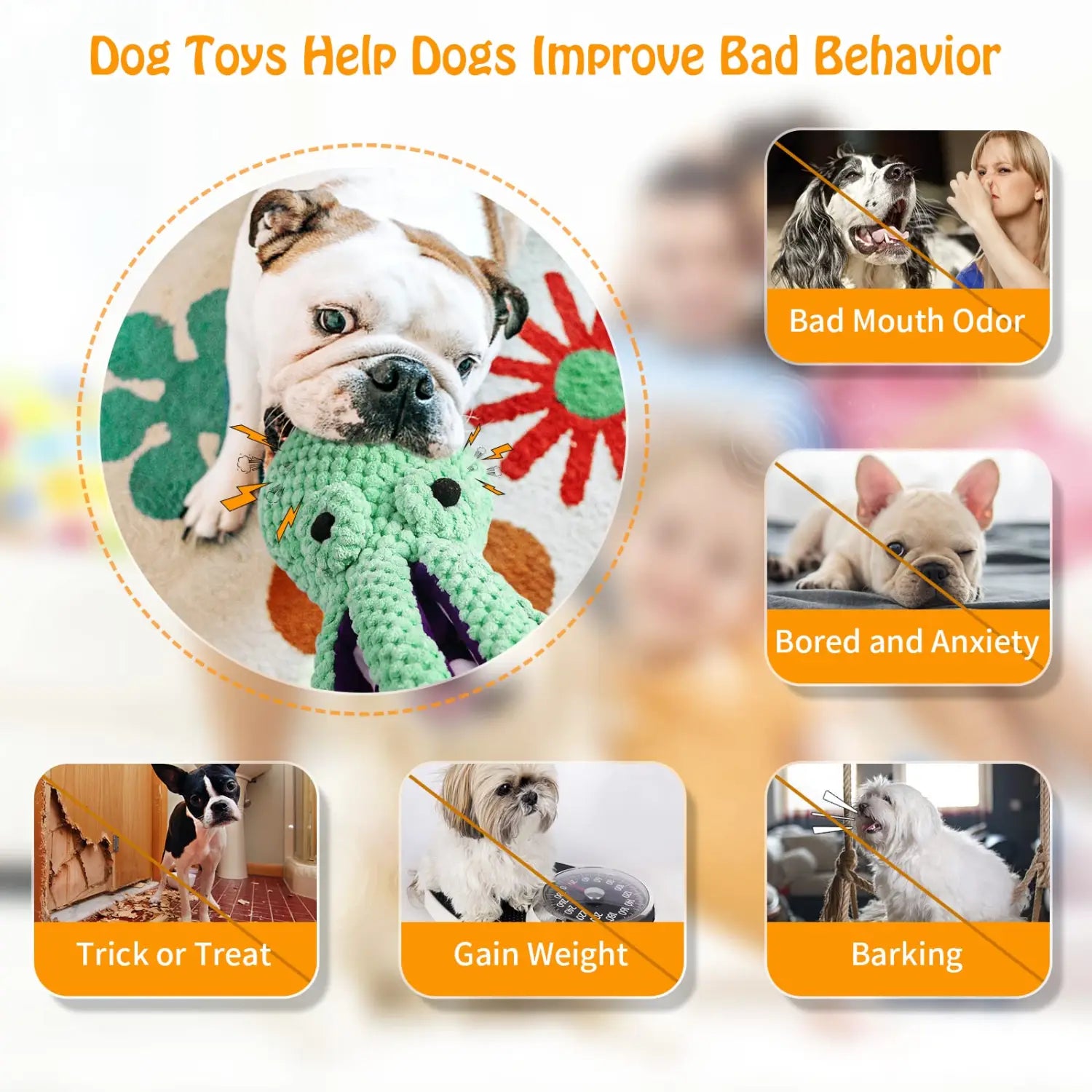 Pet Octopus Dog Toy,Indestructible Dog Toys for Aggressive Chewers,Squeaky Interactive Dogs Anxiety Toy for Small
