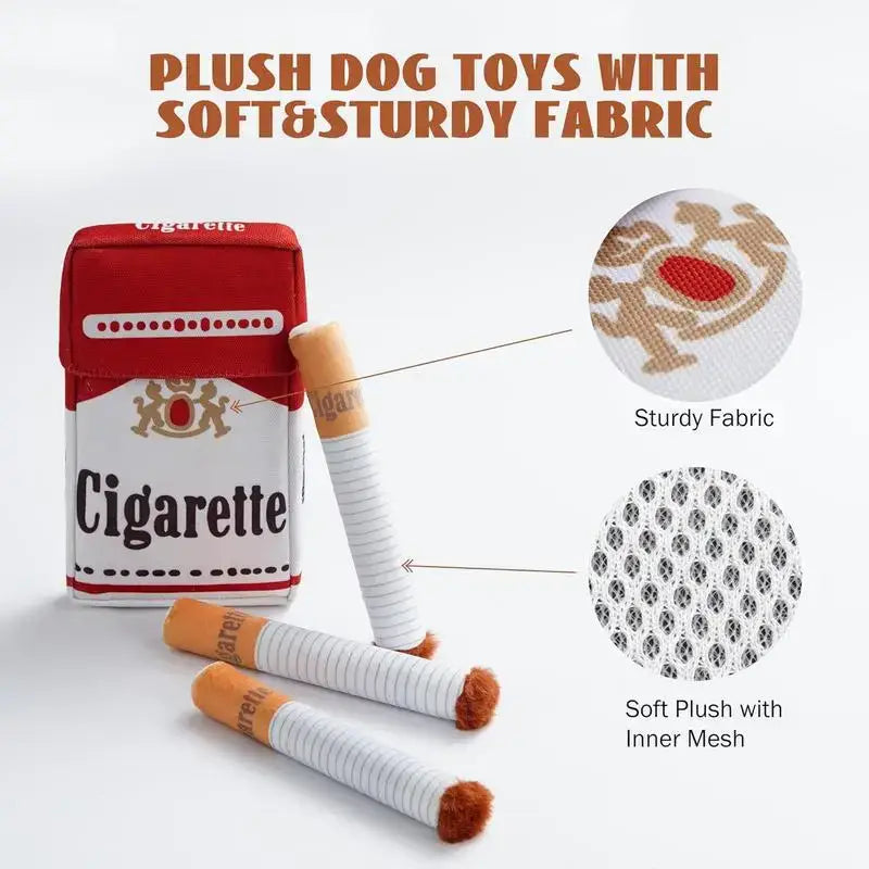 Squeaky cigarette dog toy for interactive play