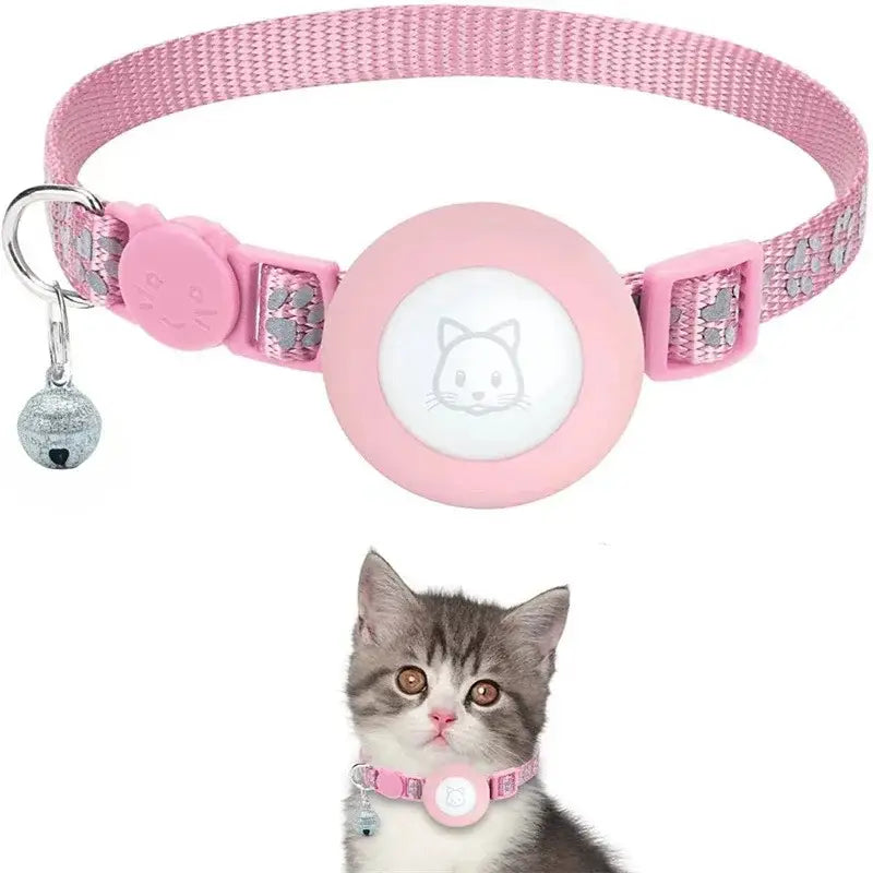 Cat Collar with AirTag Holder and Reflective Safety Buckle