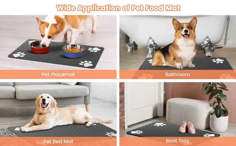 Non-Slip Pet Feeding Mat for Clean, Spill-Free Floors