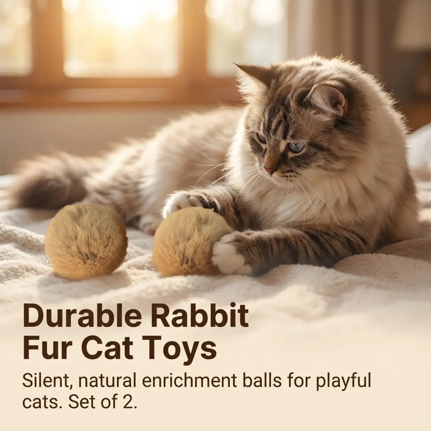 Durable Rabbit Fur Cat Toy for Instinctive Hunting Play