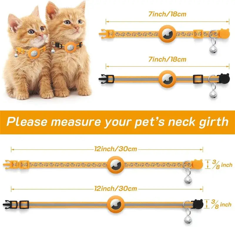 Cat Collar with AirTag Holder and Reflective Safety Buckle