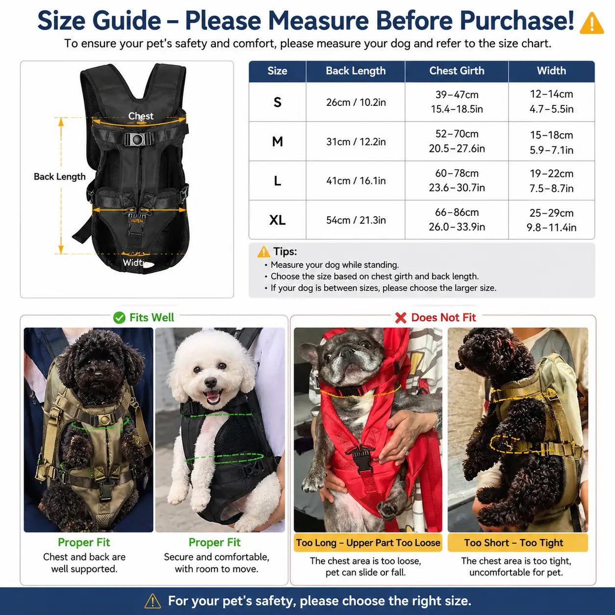 Pet Carrier Backpack for Dogs Cat Thickened Sponge Pet Front Dog Carrier Backpacks Portable Puppy Transportation Dog