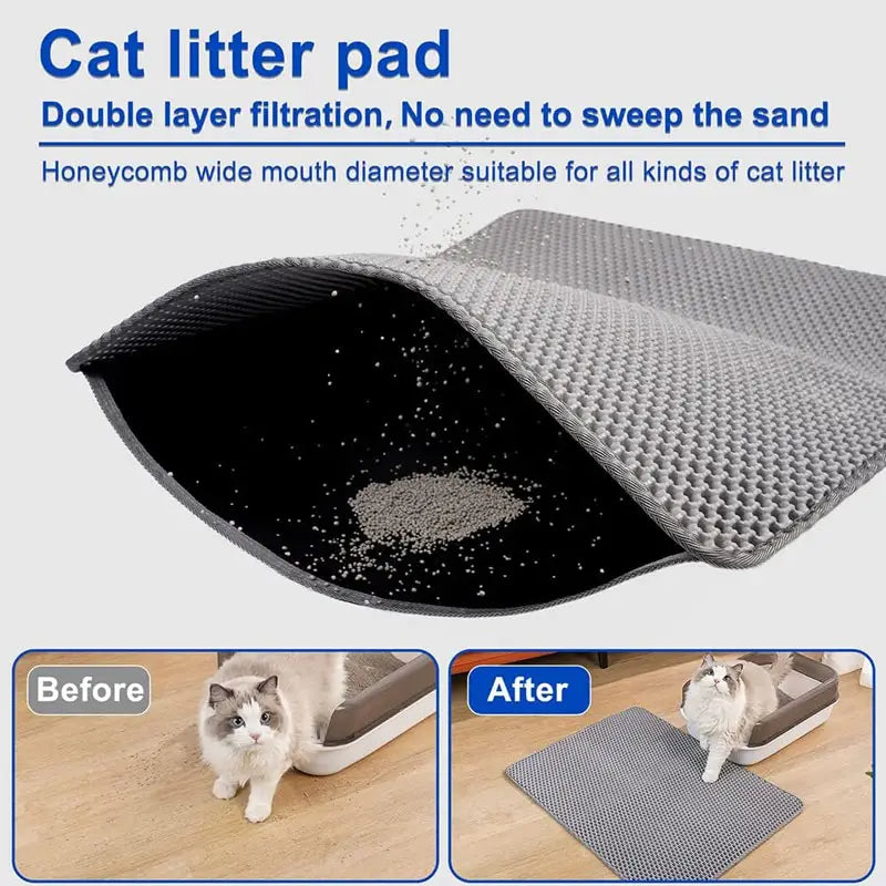 Pet Cat Litter Mat Waterproof Double Layer Cat Litter Trapping Pet Litter Box Mat Clean Pad Products For Cats