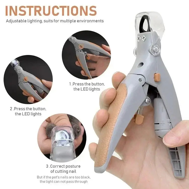 Pet Nail Clippers with LED Light for Precision Trimming