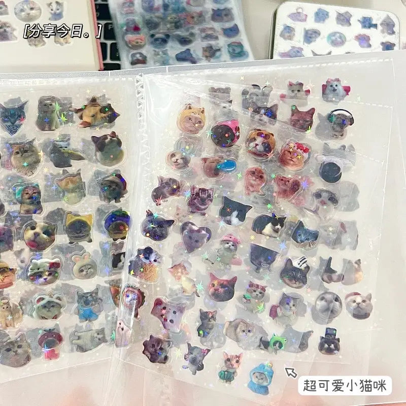 Sparkling Cat Stickers for Scrapbooking