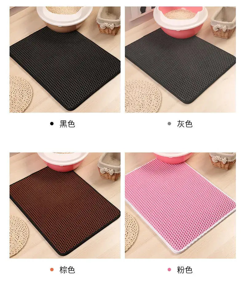 Cat Litter Mat With Gift Double Layer Waterproof Pet Litter Box Mat Non-slip Sand Cat Pad Washable Bed Mat Clean Pad