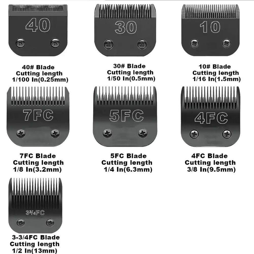 Black Detachable Dog Grooming Clipper Blades Set, Stainless Steel, Compatible with Andis, Oster A5 and Wahl KM10 Series
