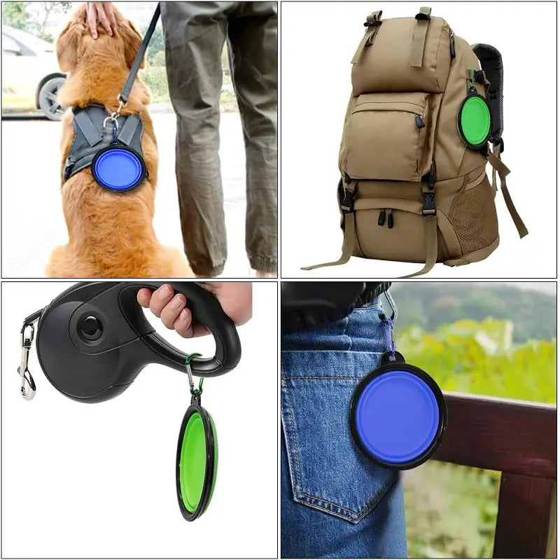 Portable silicone pet bowl for hydration on demand